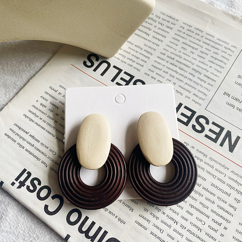 Wholesale Geometric Wooden Vintage Hoop Earrings